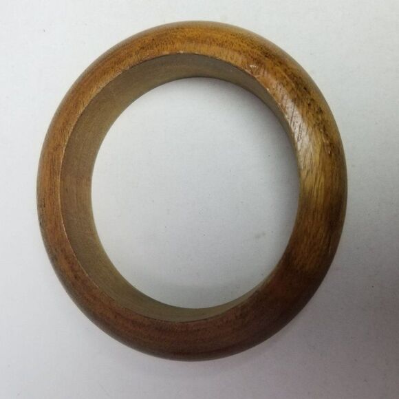 Vintage Carved Wood Bangle Bracelet, Boho Hippie 70s Style, Stacking, Estate - Picture 3 of 6